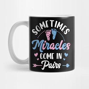Sometimes Miracles Come in Pairs Twin Pregnancy Announcement Gift For Men Women Mug